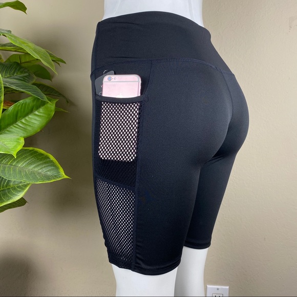 Black Active Wear Biker Short Net Legging - Picture 7 of 9